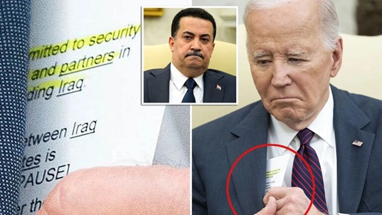 The American press exposes the content of Bidens cheat sheet during his meeting with Al-Sudani
